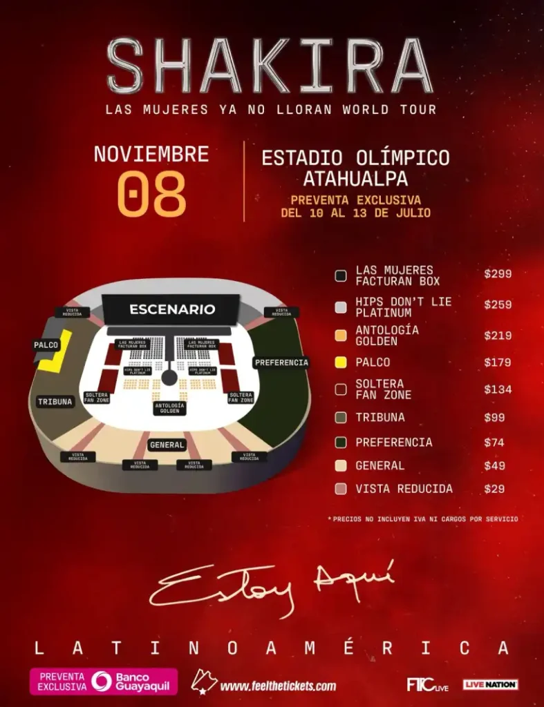 Todo lo que necesitas saber sobre los conciertos de Shakira en Quito