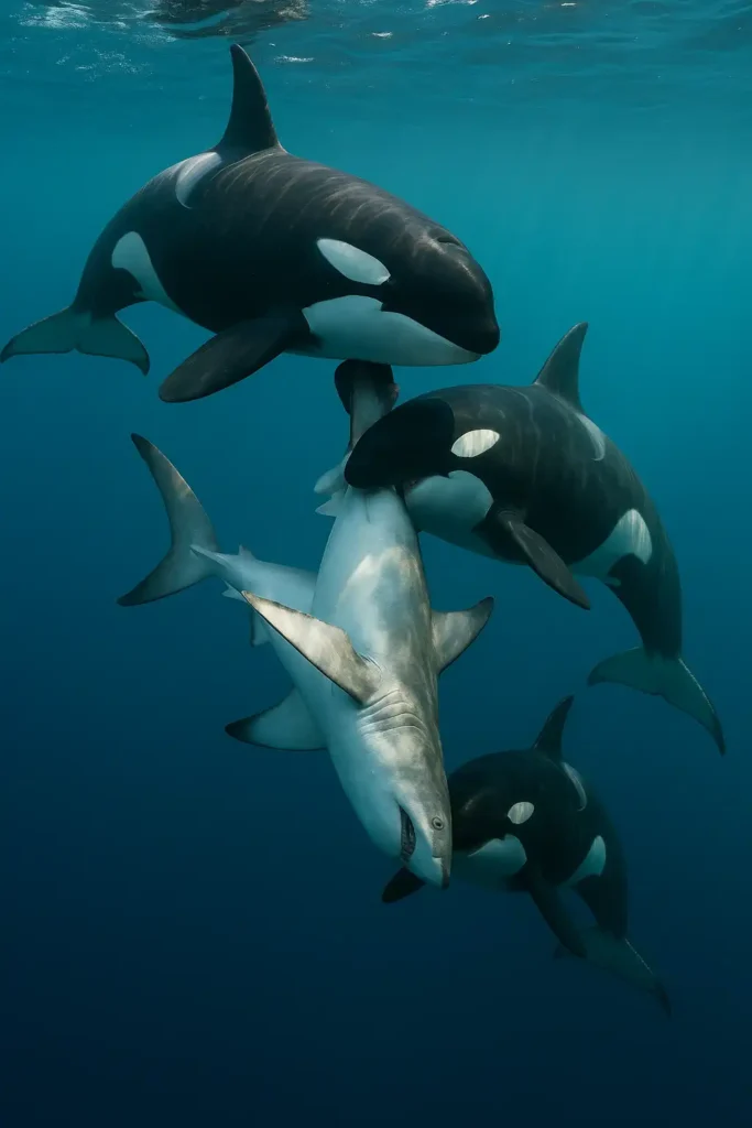 Innovaciones en la Caza: Orcas y su Estrategia para Capturar Tiburones Blancos