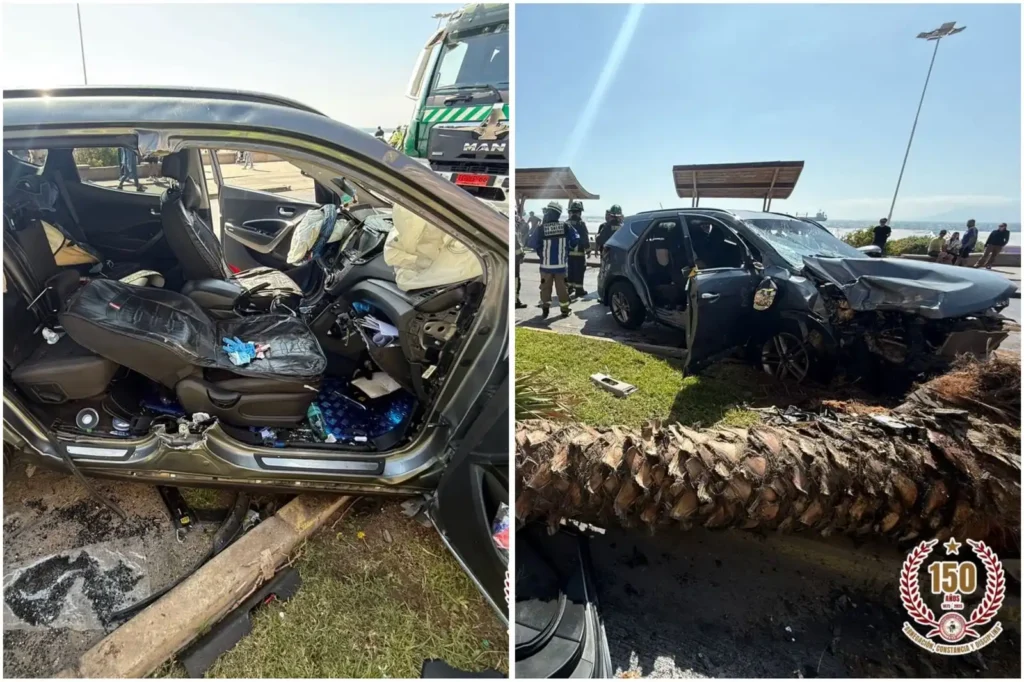Accidente de Tráfico en Antofagasta: Dos Lesionados en Choque con Palmera