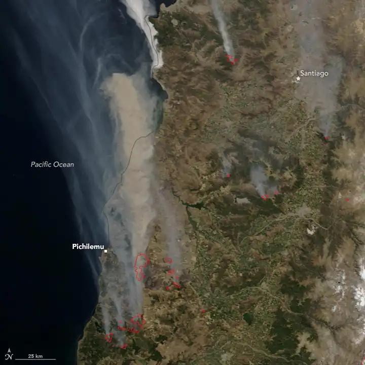 Impactantes Imágenes de Incendios Forestales en Chile desde el Espacio