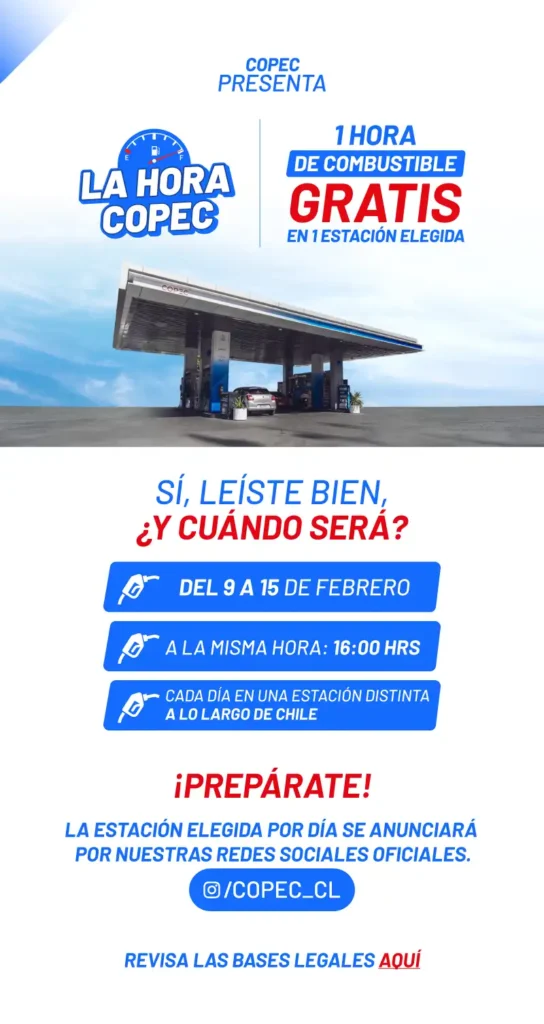 Promoción de Bencina Gratis: Beneficio de Copec en Chile